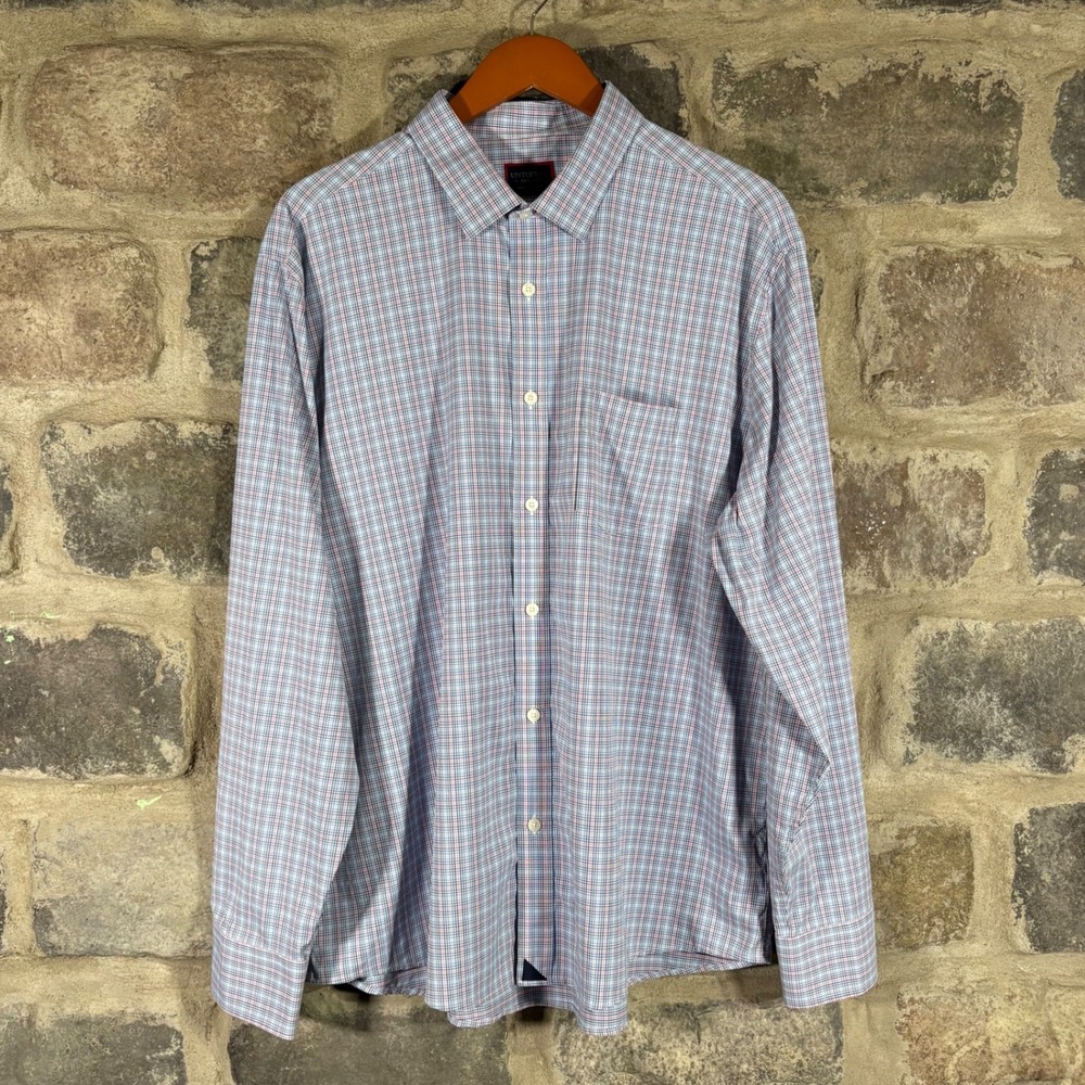 UNTUCKit XXL Plaid Shirt Mens Buehler 33987 Regular Fit Blue Pink Long Sleeve